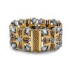 Elizé® Elegance You Can Wear Collection - Czech Glass Beads Bracelet - Gold with Luminous Blue