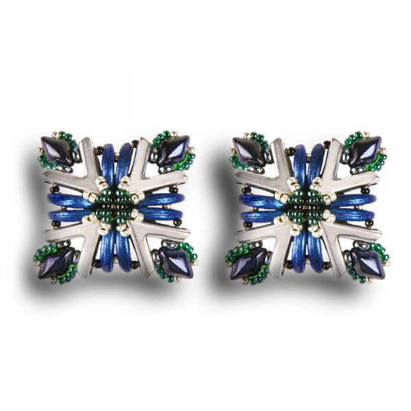 Elizé® Elegance You Can Wear Collection - Czech Glass Beads Earring - Silver with Steel Blue