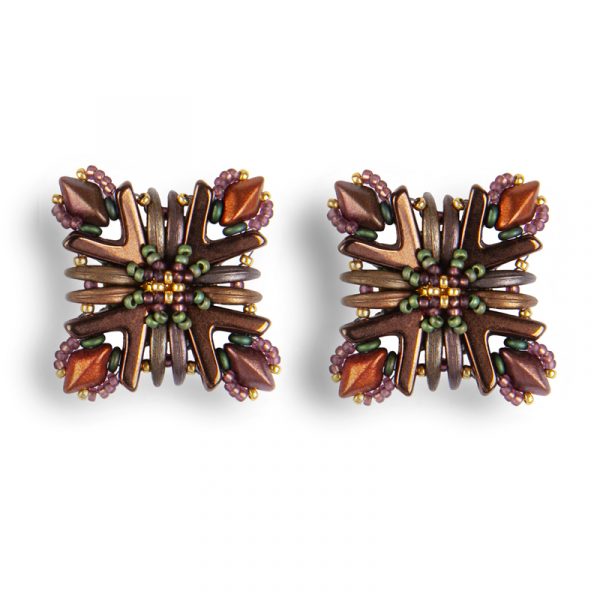 Elizé® Elegance You Can Wear Collection - Czech Glass Beads Earrings - Bronze with Gold