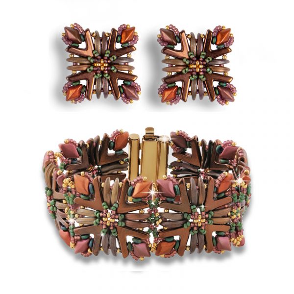 Elizé® Elegance You Can Wear Collection - Czech Glass Beads Jewelry Set - Bronze with Gold