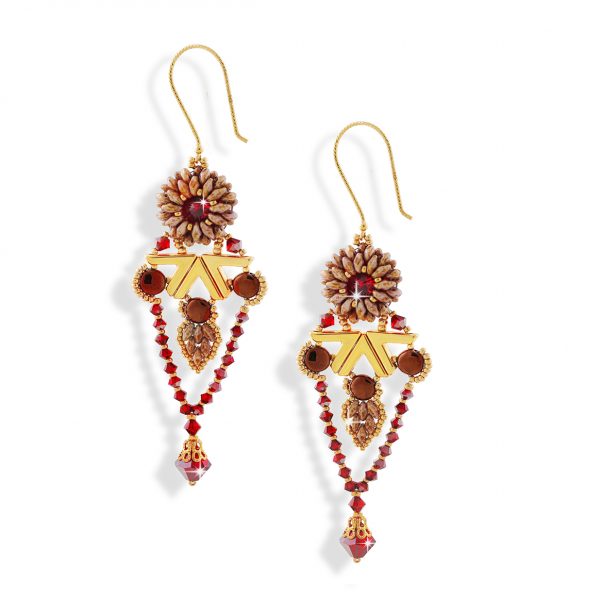 Elizé® Infinite Grace Collection - Swarovski® Crystal Earrings - Passion Red and Gold