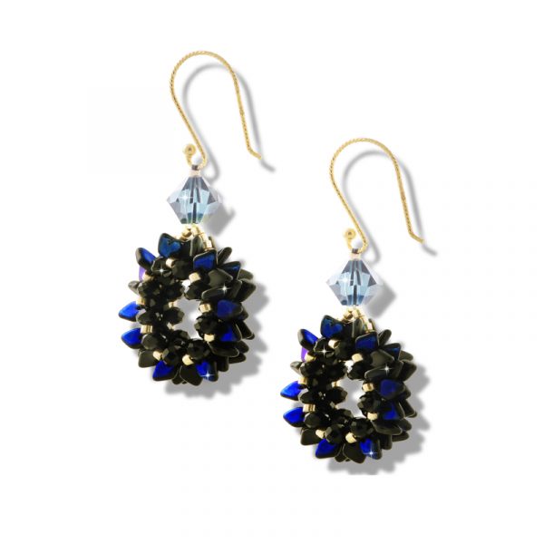 Elizé® Amour et Promesse Collection - Swarovski® Crystal Flower Earrings - Black Azuro