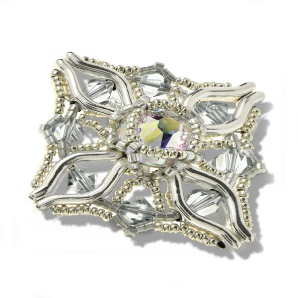 Elizé® Crystals Magic Collection - Swarovski® Ice Crystal Brooch/Pendant - Silver with Airy Blue