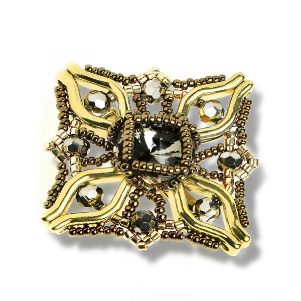 Elizé® Crystals Magic Collection - Swarovski® Crystal Reflection Brooch/Pendant - Gold with Black Diamond