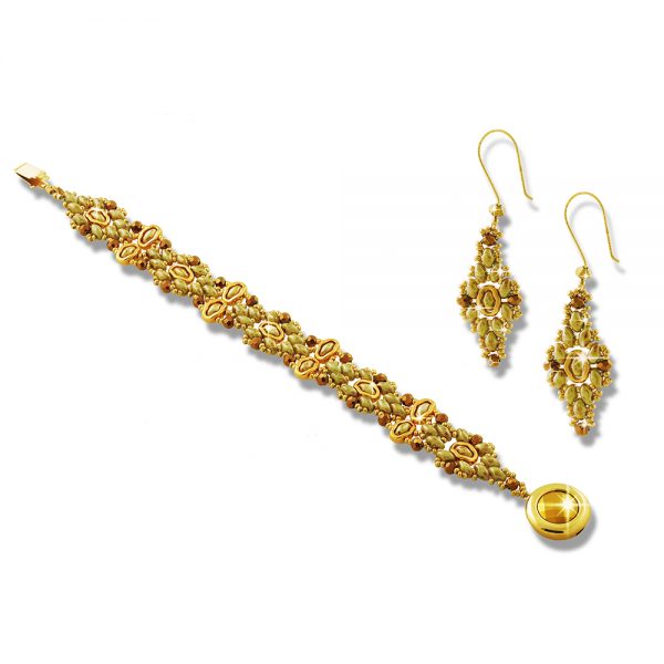 Elizé® Everyday Luxury Collection - Swarovski® Crystal Jewelry Set - Khaki with Gold