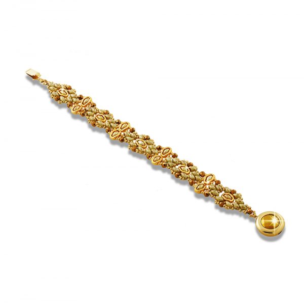 Elizé® Everyday Luxury Collection - Swarovski® Crystal Bracelet - Khaki with Gold