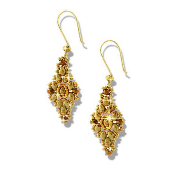 Elizé® Everyday Luxury Collection - Swarovski® Crystal Earrings - Khaki with Gold