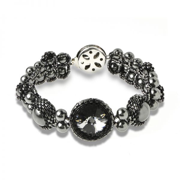 Elizé® Timeless Pearls Collection - Swarovski® Pearl and Crystal Bracelet - Black Diamond