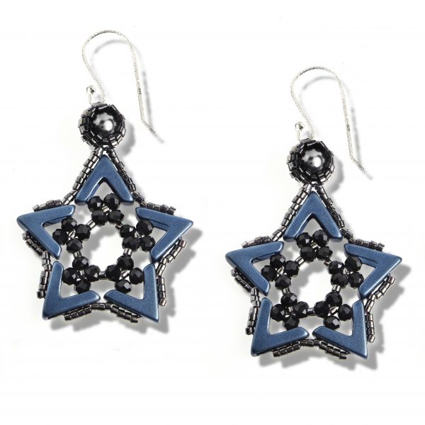 Elizé® Pretty Little Things Collection - Swarovski® Pearl Star Earrings - Blue Metallic