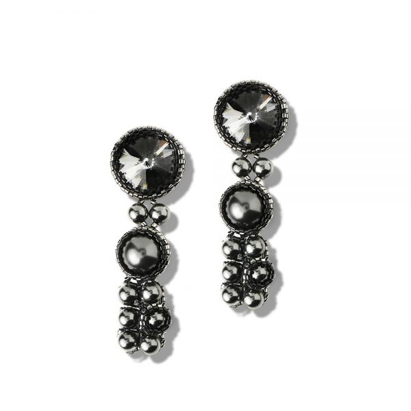 Elizé® Timeless Pearls Collection - Swarovski® Pearl and Crystal Stud Earrings - Black Diamond