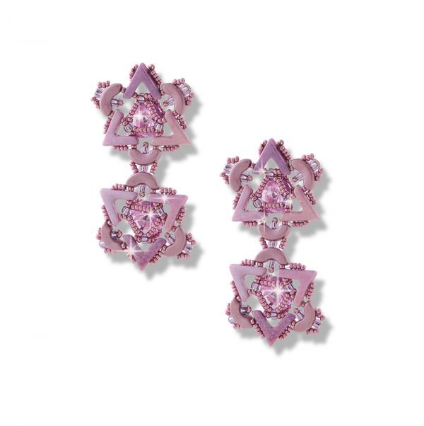 Elizé® Royal Beauty Collection - Crystal and Czech Glass Beads Earrings - Antique Pink Luster