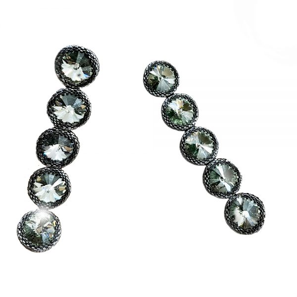 Elizé® Royal Beauty Collection - Swarovski® Crystal Millenia Earrings - Silver Night