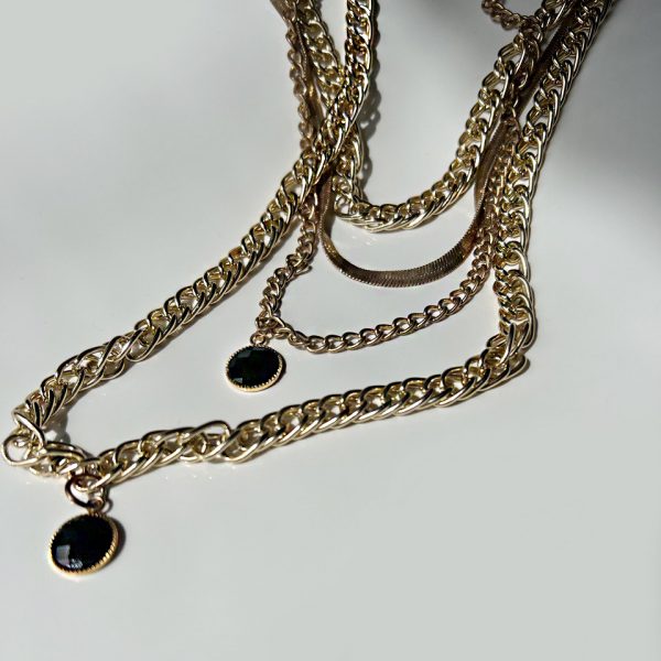 Elizé® Chains Collection - Swarovski® Crystal Chain Necklace - Mystic Black with Gold