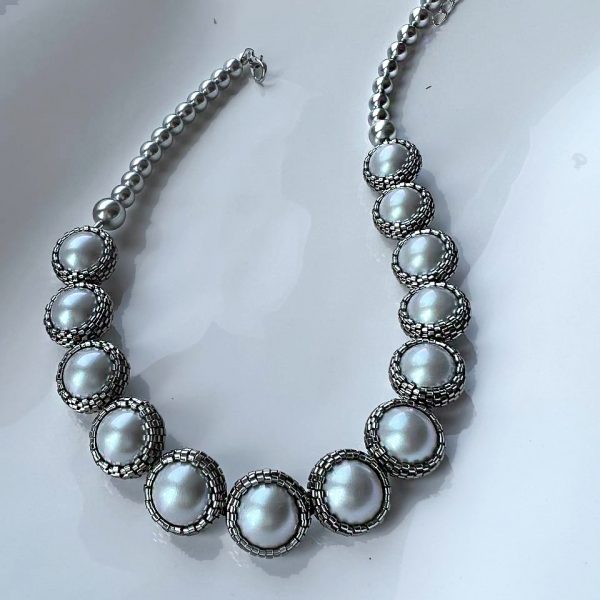 Elizé® Timeless Pearls Collection - Swarovski® Pearl Eternity Necklace - Iridescent Dove Grey