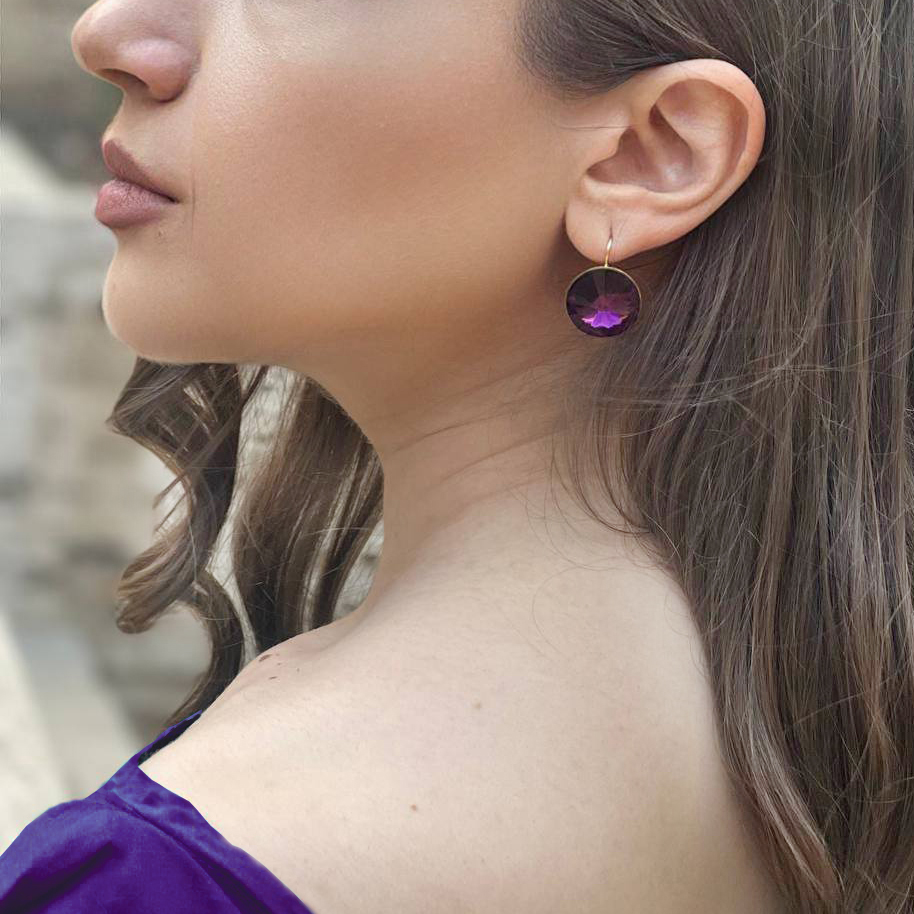 Elizé® Everyday Luxury Collection - Swarovski® Crystal Earrings - Mystic Purple