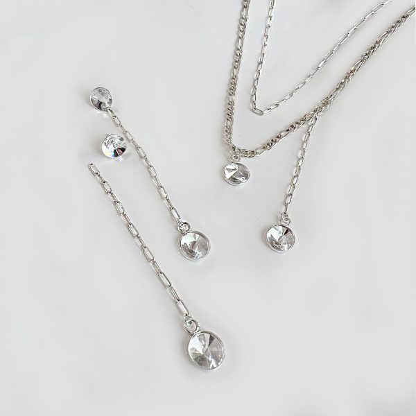 Elizé® Chains Collection - Sterling Silver ''Dancing Crystal" Set with Swarovski® Crystals