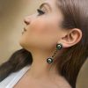 Elizé Everyday Luxury Collection - Swarovski® Pearl Earrings - Dark Green with Bronze